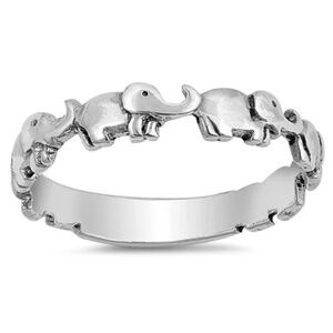 Sterling Silver Ring – Elephant Parade (Size 5.5)